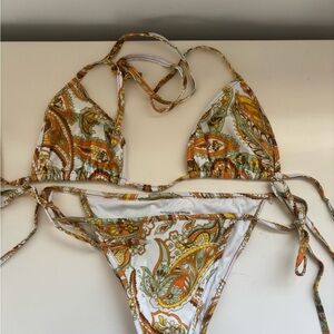 Faithfull the Brand Multicolor paisley Bikini Top and bottom set size small